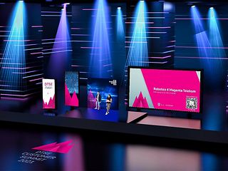 Eine virtuelle Bühne mit mit dem Text Telekom digital space