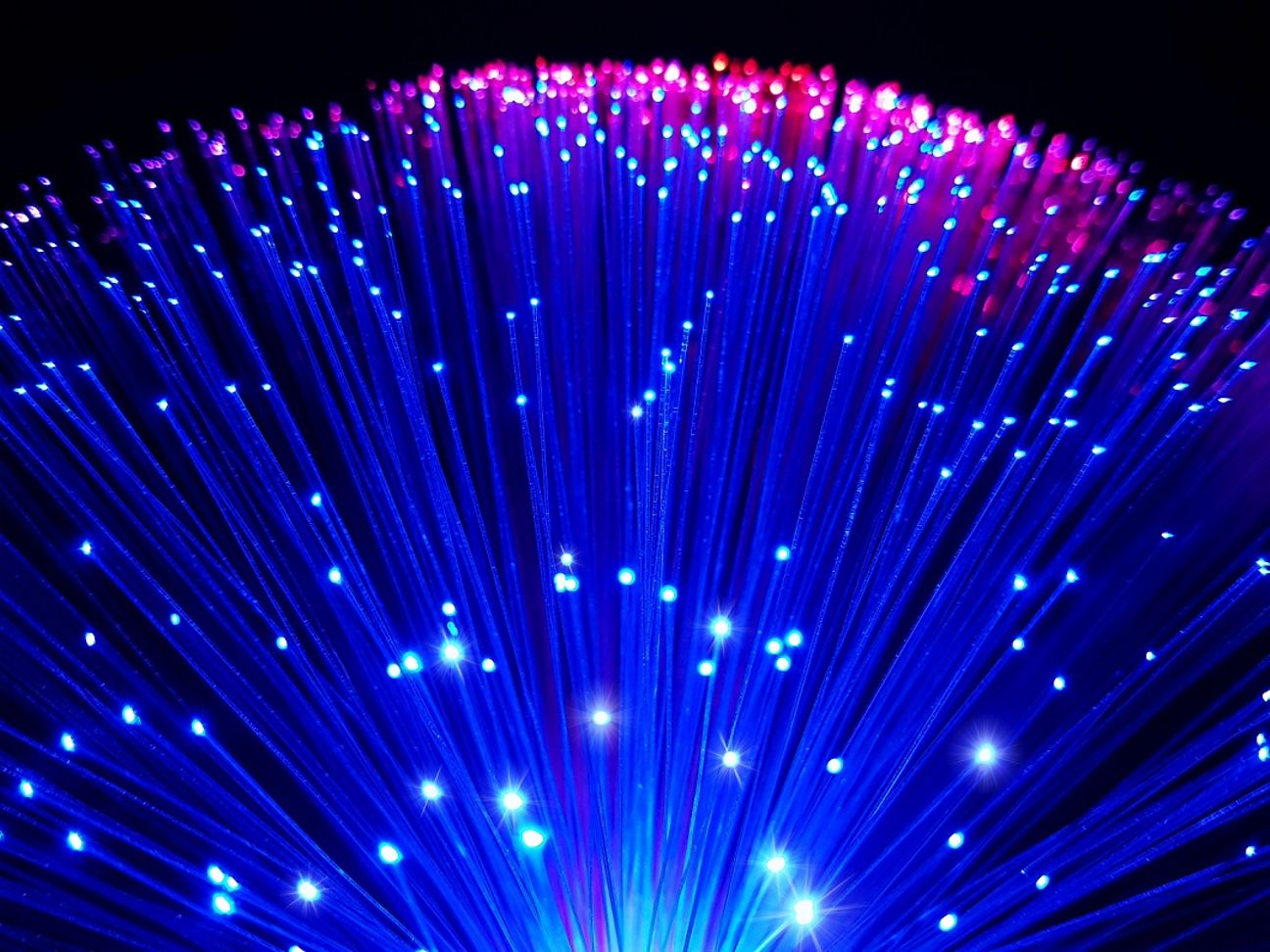 Leuchtende Fasern in blau mit schwarzem Hintergrund 