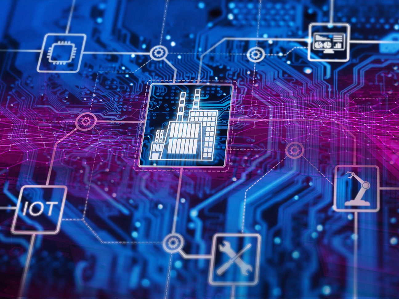 Schematische Darstellung der digitalisierten Produktion.