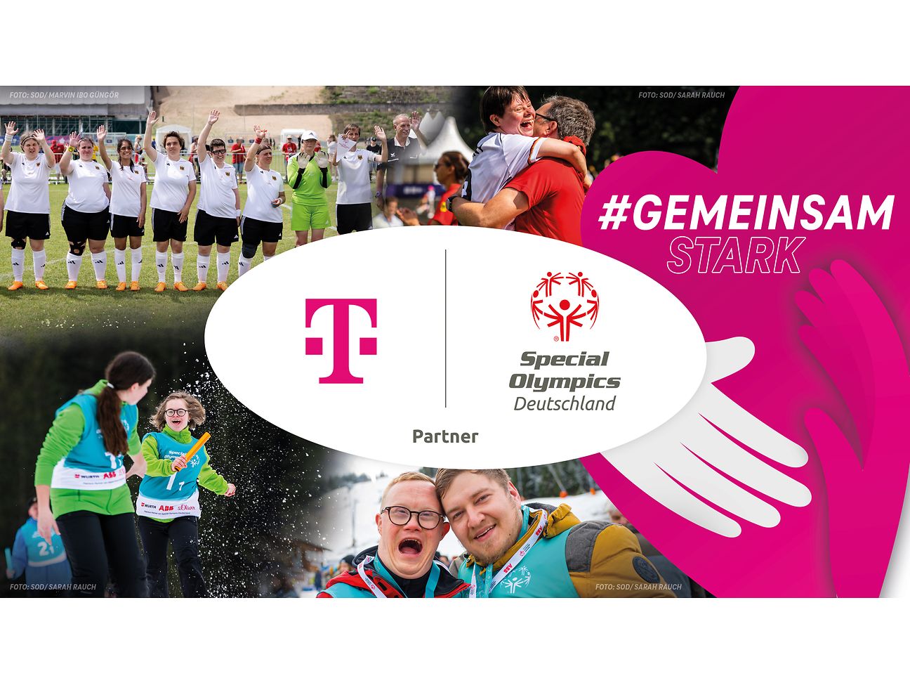 Das Bild ist eine Collage aus vier verschiedenen Motiven und zeigt Athletinnen und Athleten in Aktion. 