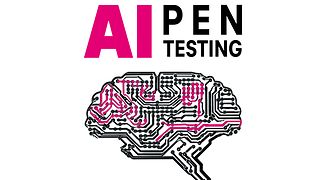 Grafik zum Thema neuronales Netz mit dem Schriftzug „AI Pentesting“ 