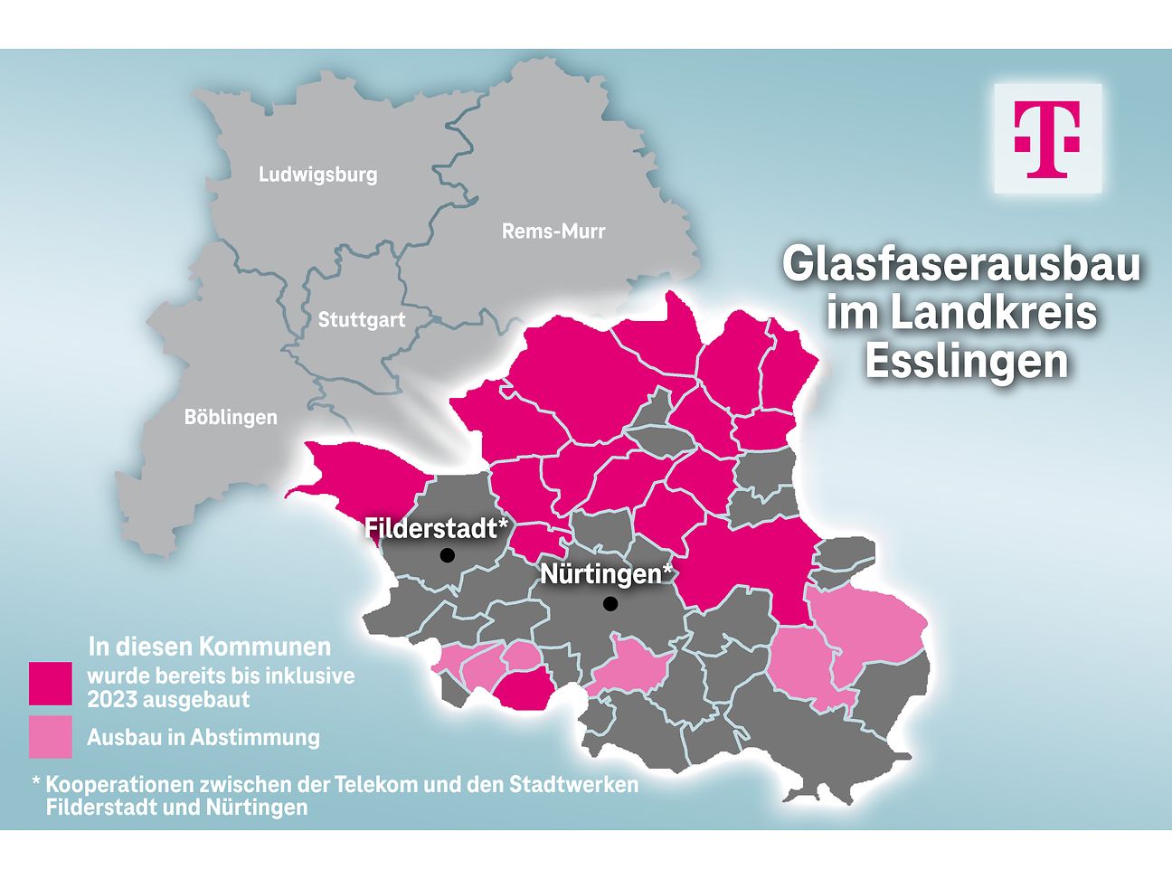 Ausbaukarte für den Landkreis Esslingen.