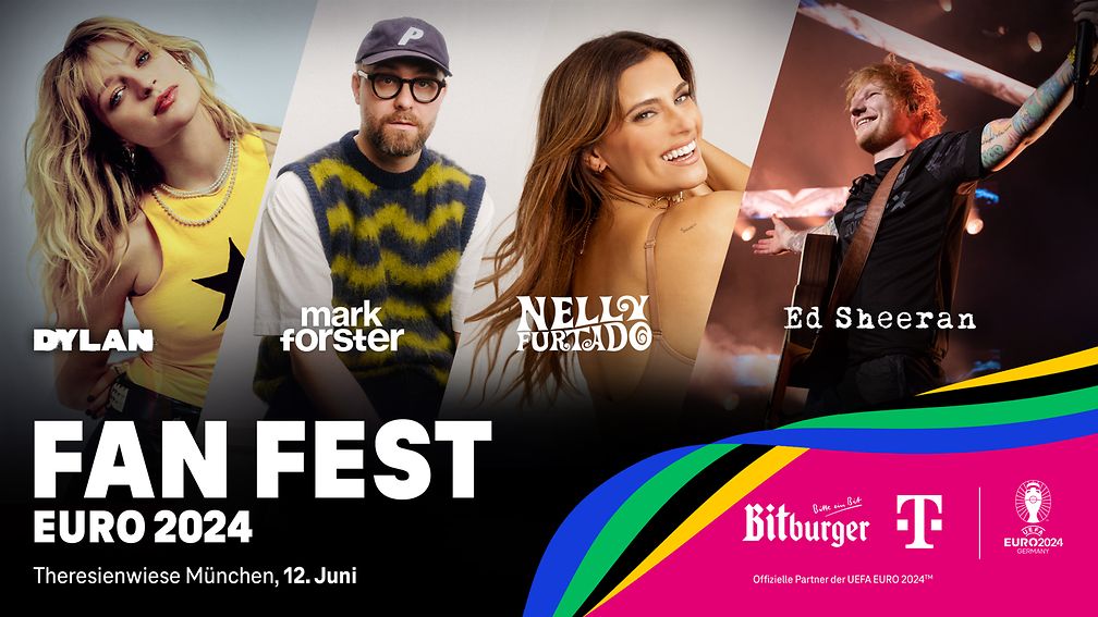 Telekom präsentiert FAN FEST EURO 2024 mit Ed Sheeran, Nelly Furtado