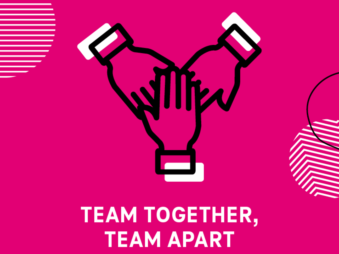 Icons and a lettering: Team together – team apart