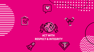 Icons and a lettering: Act with respect and integrity