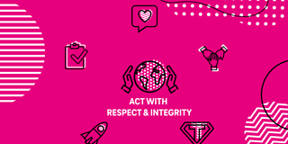 Icons and a lettering: Act with respect and integrity
