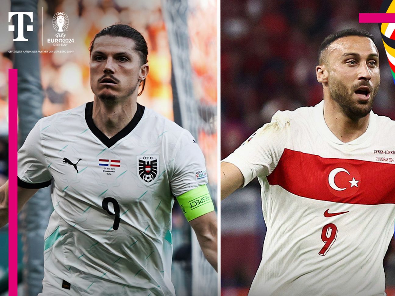 Achtelfinalknaller exklusiv bei MagentaTV: Österreich gegen Türkei.