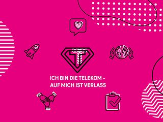 Icons and a lettering: I AM TELEKOM - COUNT ON ME