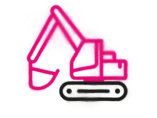 Icon von einem Bagger in magenta und schwarz