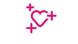 Magenta Icon Heart with three plus signs