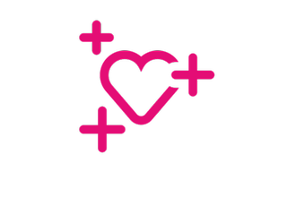 Magenta Icon Heart with three plus signs