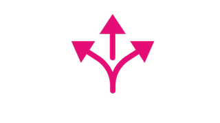 Magenta Icon Arrows branching off in three directions