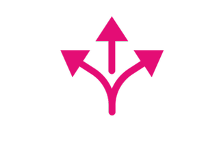 Magenta Icon Arrows branching off in three directions