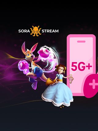 5G+ Gaming-Paket mit Zugang zu 100 Top-Spielen auf der Cloud Gaming Plattform „Sora Stream“