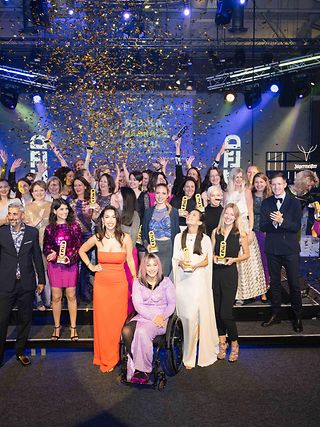 Festively dressed participants at the Digital Female Leader Award Gala 2023.