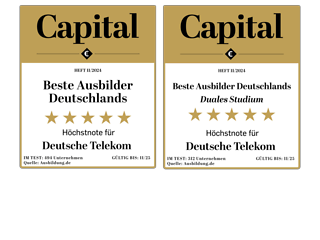 Das Magazin „Capital“ gab der Deutschen Telekom die Note „sehr gut“ als bestem Ausbilder Deutschlands.