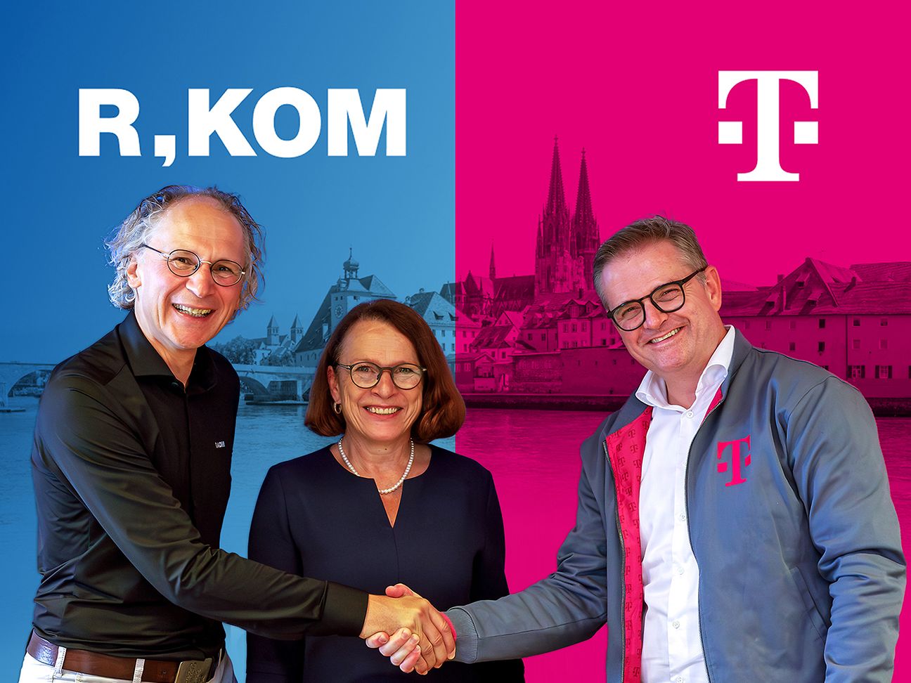 Kooperation zwischen Telekom und R-Kom für einhundert Prozent Glasfaser in Regensburg.