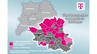 Ausbaukarte für den Landkreis Esslingen. 