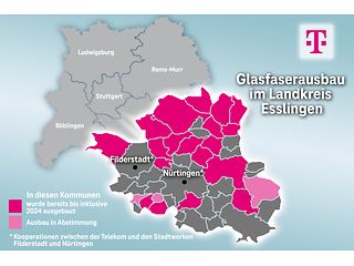 Ausbaukarte für den Landkreis Esslingen. 