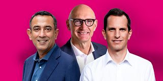 (Von links) Srini Gopalan, Tim Höttges, Rodrigo Diehl.