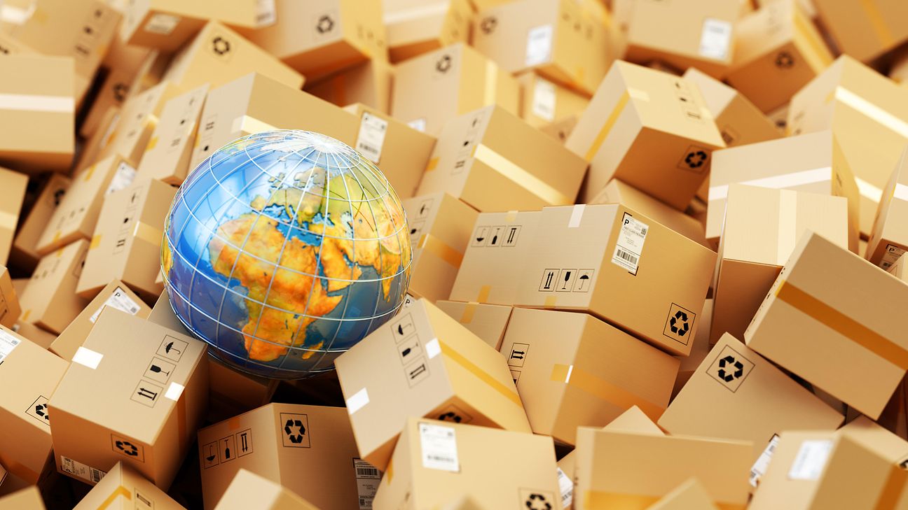 A globe in between a bunch of parcels