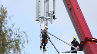 Installation of a cell tower.