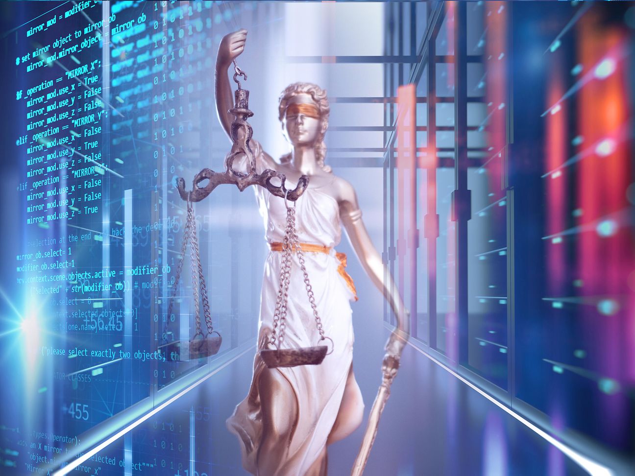 Das Bild der Justitia illustriert die Frage: Sind Algorithmen objektiv?