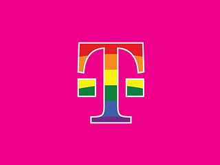 A vibrant T on a magenta background.