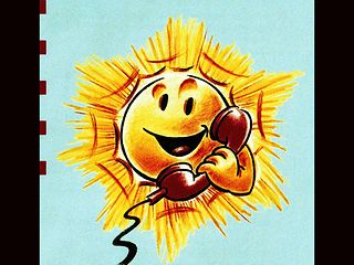 The information sheet for the 1996 rates, with a smiling sun with a telephone.