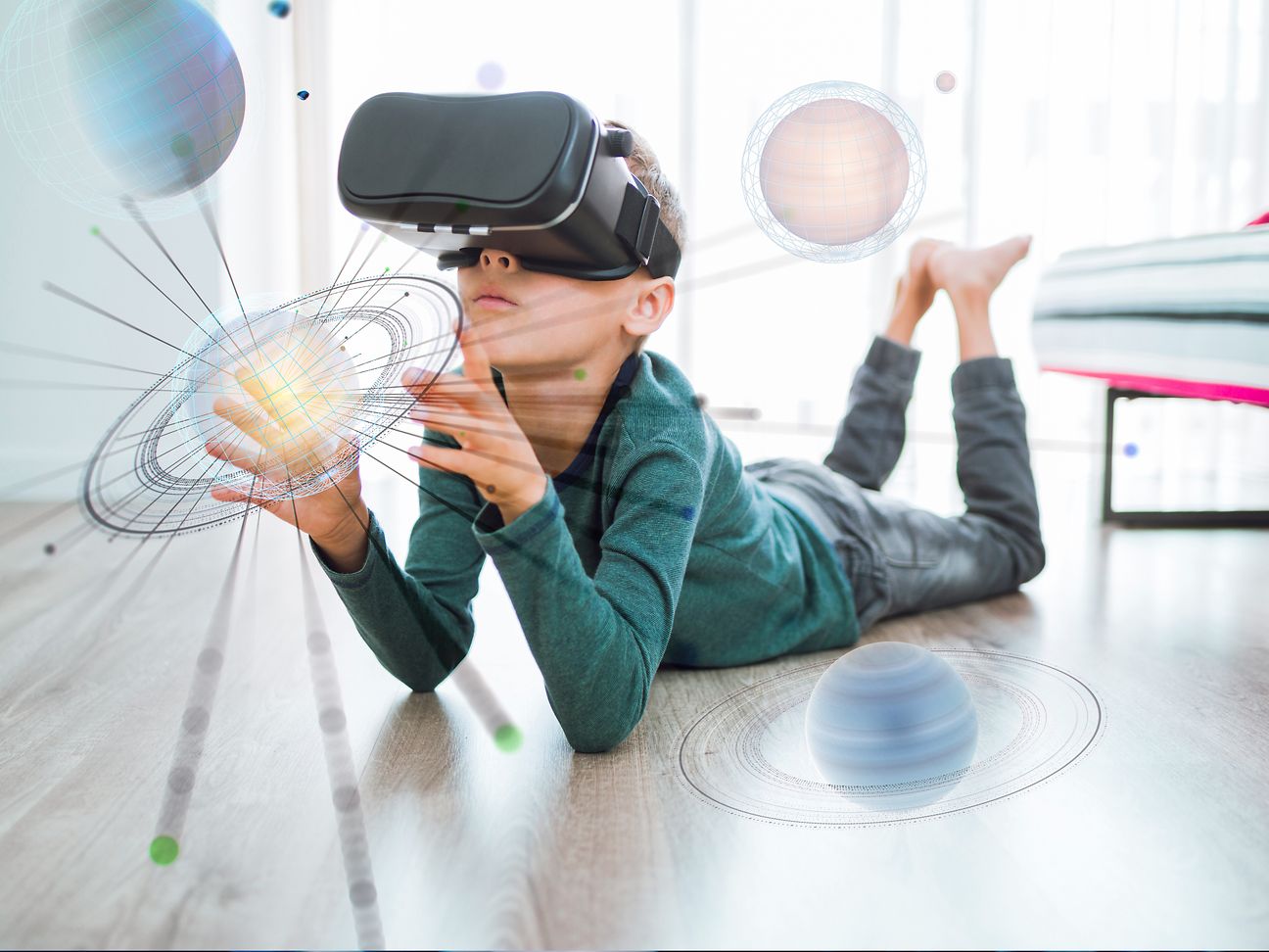 A boy with vr glasses