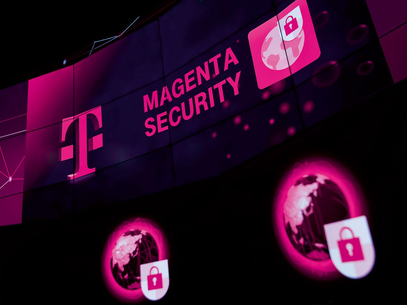 A large screen reading “Magenta Security”