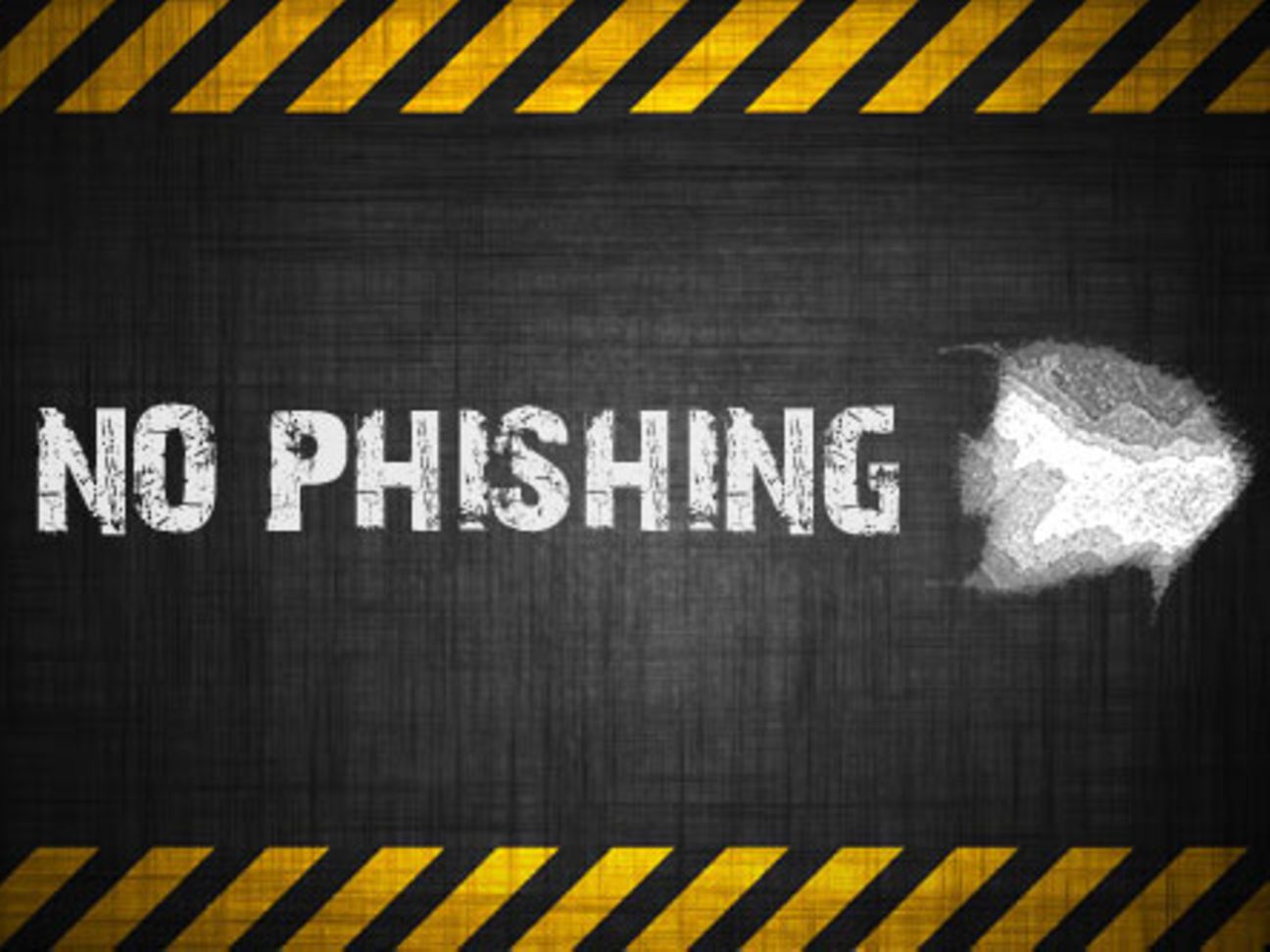 Schwarz-gelbes Schild mit der Aufschrift No Phishing